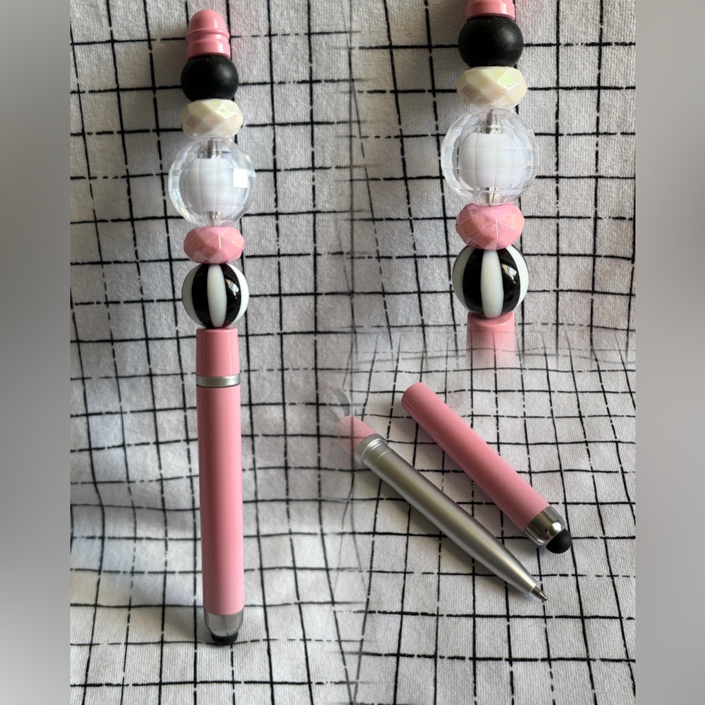 Pretty Pink Custom Beaded Stylus and Pen Combo